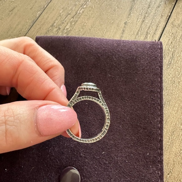 Vintage Ring Silpada THAI 925 Hand Hammered Clear Rock Crystal Quartz Stone